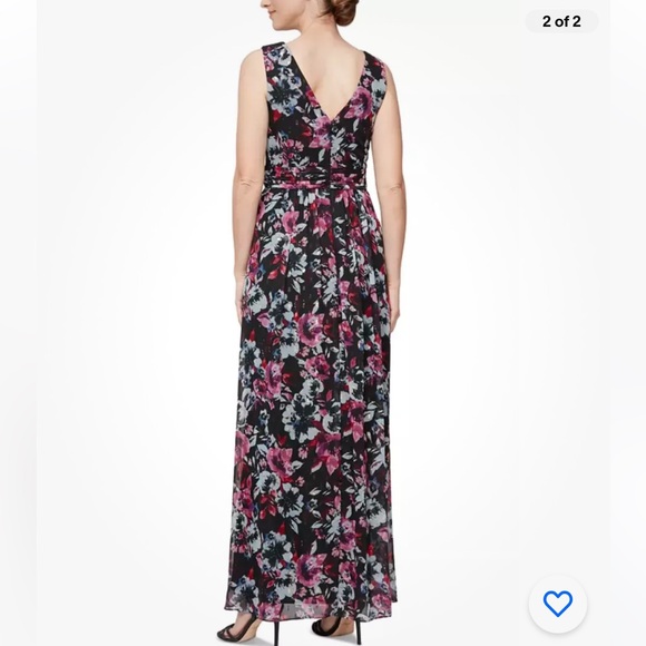 Alex and Eve Dress Gown 6 Floral Deep V Neck Long Maxi NEW NWT - Picture 2 of 2